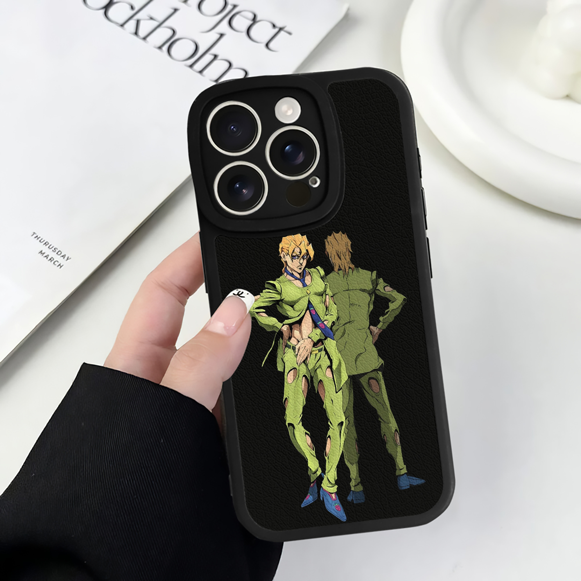 （画像用） ジョジョの奇妙な冒険 パンナコッタ?フー JoJo's Bizarre Adventure Pannacotta Fugo 【iPhone 16シリーズ対応】シリコンスマホケース（レザー調） 材質：シリコン
